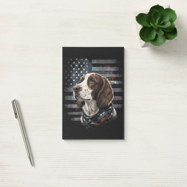 Springer Spaniel Dog American Flag Post-it Notes (Office)