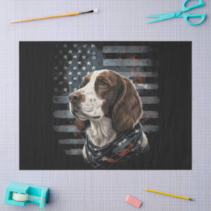 Springer Spaniel Dog American Flag Tissue Paper