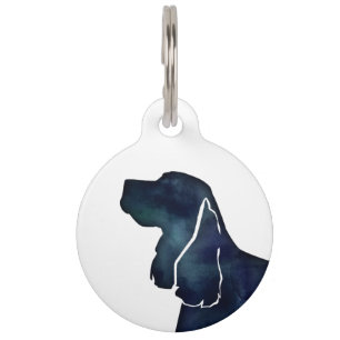 Springer Spaniel Dog Black Watercolor Silhouette Pet Tag