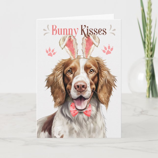 Springer Spaniel Dog Bunny Ears for Easter Holiday Card (Front)