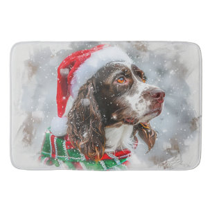 Springer Spaniel Dog Christmas Festive Bath Mat