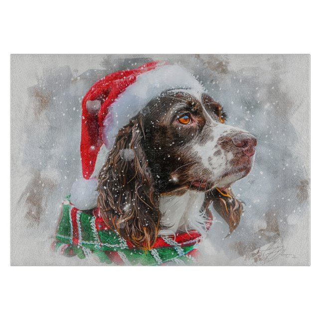 Springer Spaniel Dog Christmas Festive Cutting Board (Front)