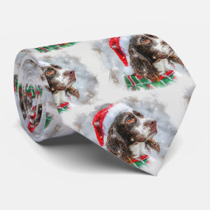 Springer Spaniel Dog Christmas Festive Tie