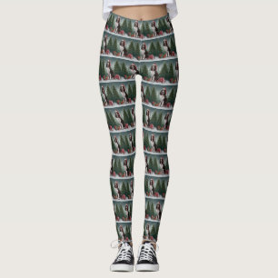 Springer Spaniel Dog in Snow Christmas Leggings
