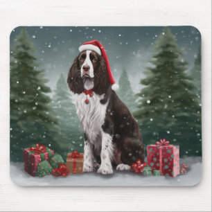 Springer Spaniel Dog in Snow Christmas Mouse Pad