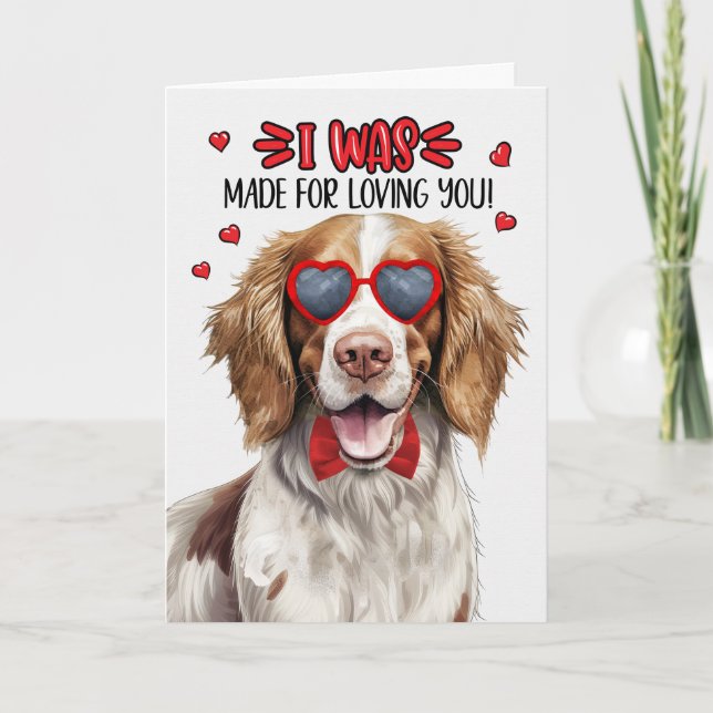 Springer Spaniel Dog Made for Loving You Valentine Holiday Card (Front)