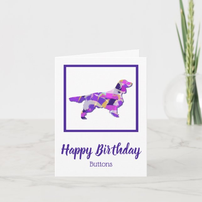 Springer Spaniel Dog Silhouette Purple PY&B Card (Front)