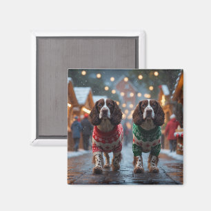 Springer Spaniel Dogs Christmas Snow Holiday Magnet