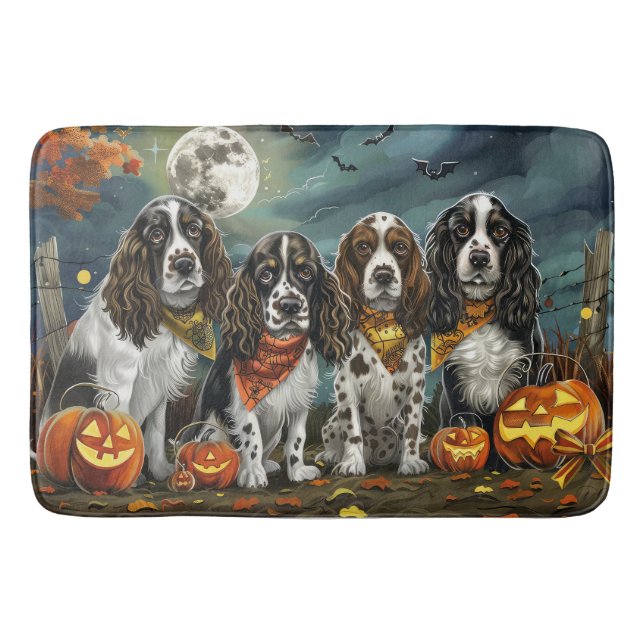 Springer Spaniel Halloween Spooky Bath Mat (Front)