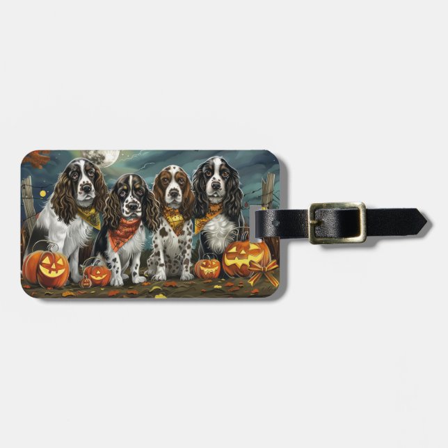 Springer Spaniel Halloween Spooky Luggage Tag (Front Horizontal)
