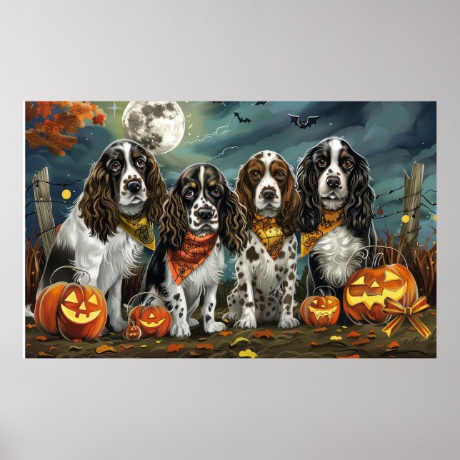 Springer Spaniel Halloween Spooky Poster (Front)