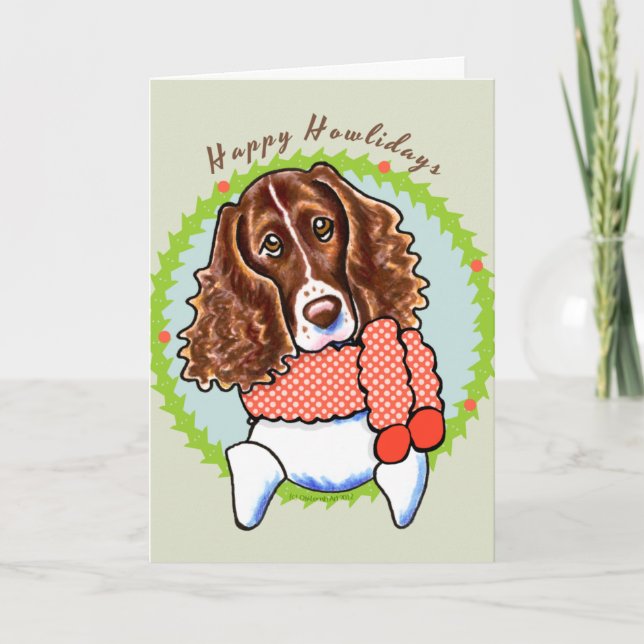 Springer Spaniel Happy Howlidays Holiday Card (Front)