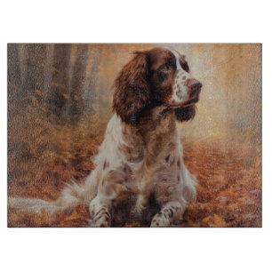 Springer Spaniel in Autumn Leaves Fall Inspire  Cutting Board