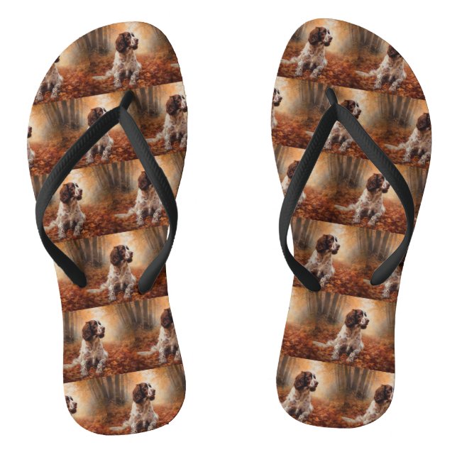 Springer Spaniel in Autumn Leaves Fall Inspire  Jandals (Footbed)