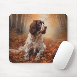 Springer Spaniel in Autumn Leaves Fall Inspire Mouse Pad