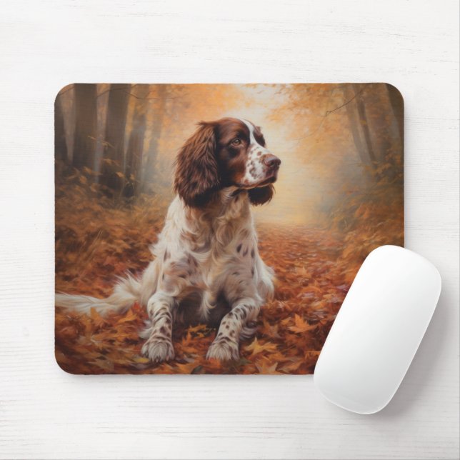 Springer Spaniel in Autumn Leaves Fall Inspire  Mouse Pad (With Mouse)
