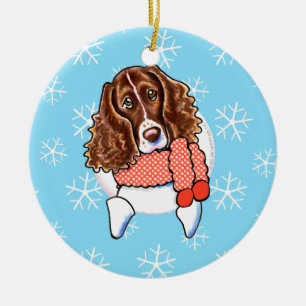 Springer Spaniel Let it Snow Ceramic Tree Decoration