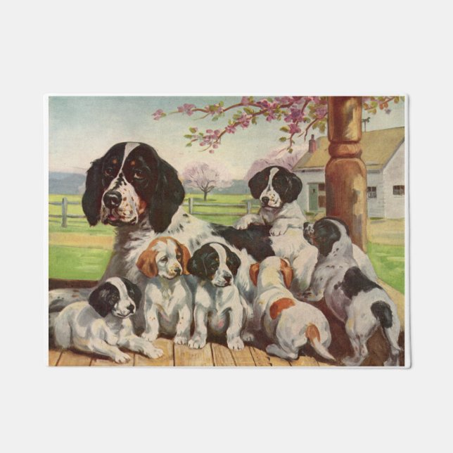 springer spaniel mum and puppies doormat (Front)