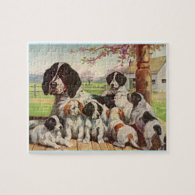 springer spaniel mum and puppies jigsaw puzzle (Horizontal)