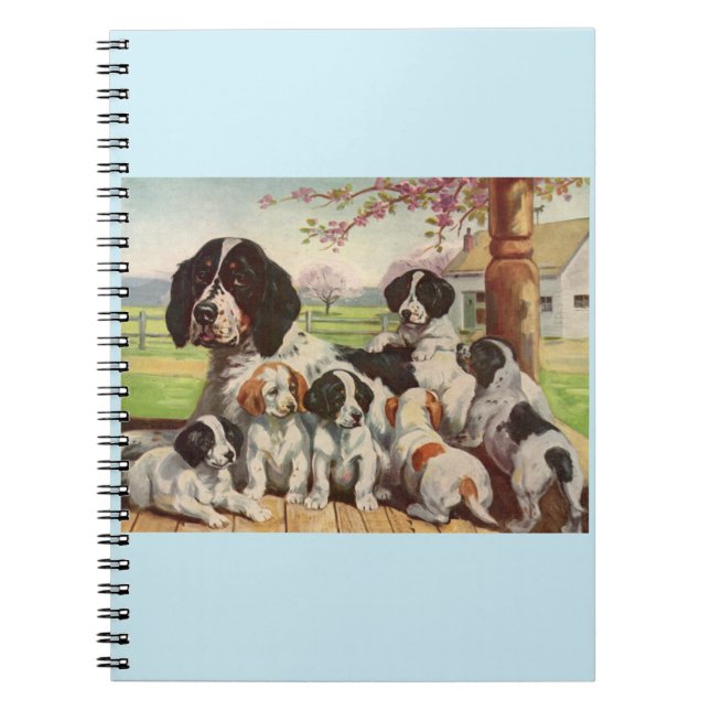 springer spaniel mum and puppies spiral notebook (Front)