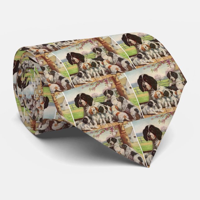 springer spaniel mum and puppies tie (Rolled)
