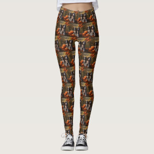 Springer Spaniel Puppy Autumn Delight Pumpkin  Leggings