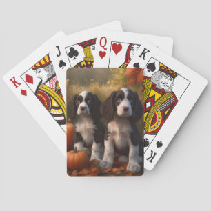 Springer Spaniel Puppy Autumn Delight Pumpkin Playing Cards