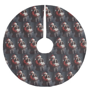 Springer Spaniel Santa Claus Festive Christmas Brushed Polyester Tree Skirt
