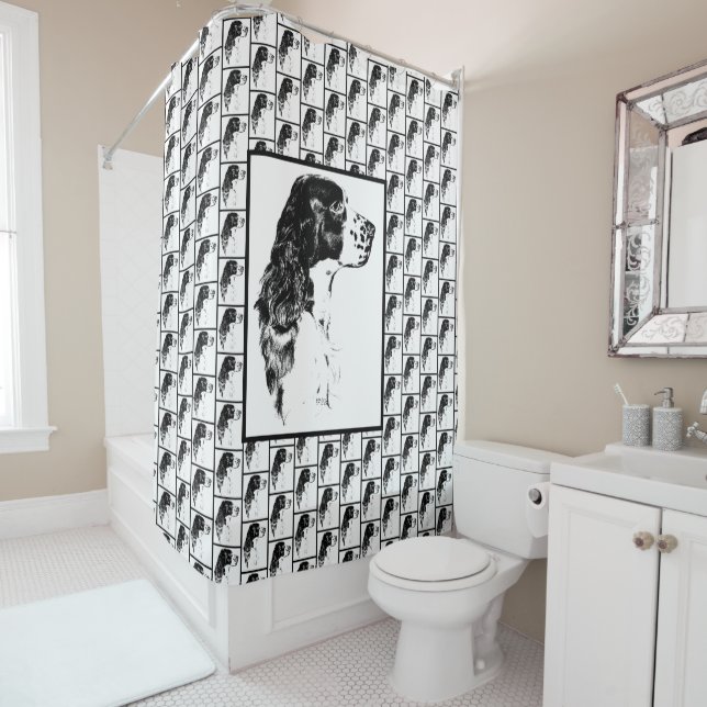 Springer Spaniel Vintage Dog Art     Shower Curtain (In Situ)