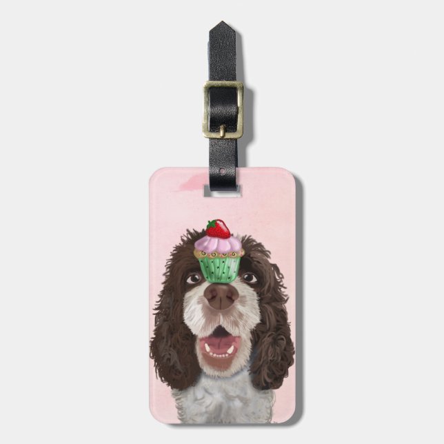 Springer Spaniel with Cupcake 2 Luggage Tag (Front Vertical)