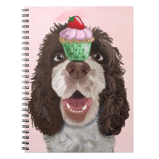 Springer Spaniel with Cupcake 2 Spiral Notebook (Front)