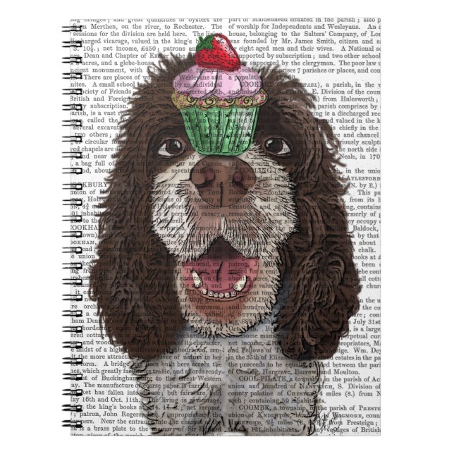 Springer Spaniel with Cupcake Spiral Notebook (Front)