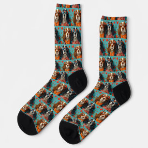 Springer Spaniel with Heart Roses Valentine's Day Socks