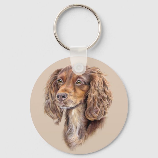 Springer Sprocker Cocker Spaniel Dog Keyring (Front)