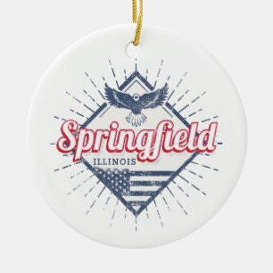 Springfield City Illinois United States Retro USA Ceramic Tree Decoration