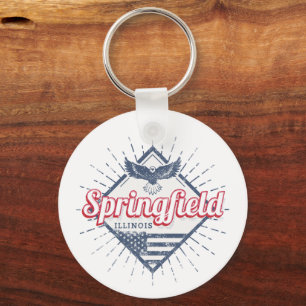 Springfield City Illinois United States Retro USA Key Ring