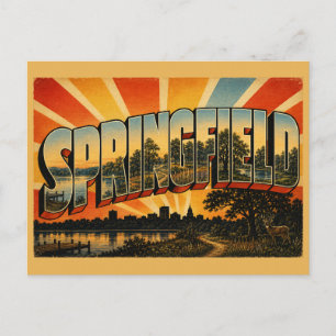 Springfield Illinois Lake Woodland Garden Art Postcard