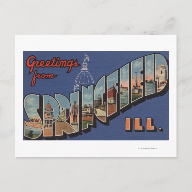 Springfield, Illinois - Large Letter Scenes Postcard (Front)