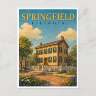 Springfield Illinois Lincoln Home GeoSaga Postcard