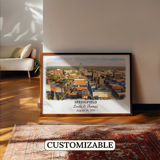 Springfield Illinois Poster, Watercolor, Custom Poster (Creator Uploaded)