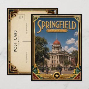 Springfield Illinois Vintage Art Deco Golden Age Postcard