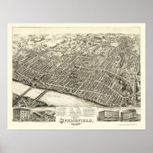 Springfield, MA Panoramic Map - 1875 Poster