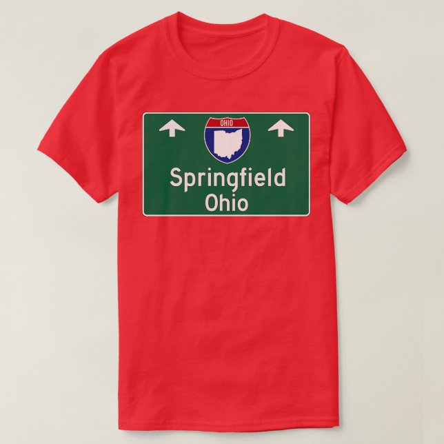 Springfield Ohio Highway Guide Sign T-Shirt (Design Front)