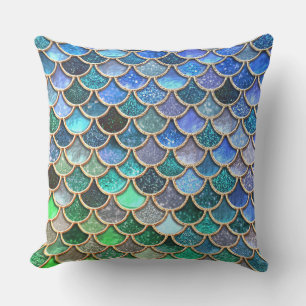 Springlike multicolor Glitter Mermaid Scales Outdoor Cushion