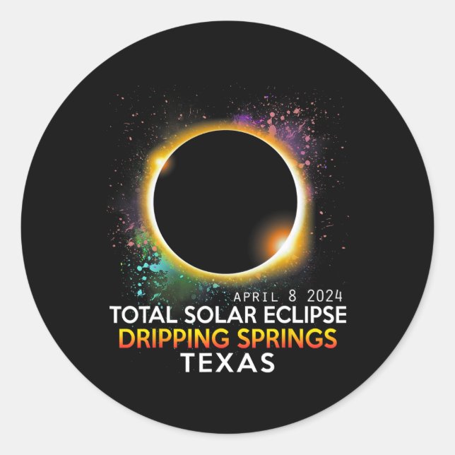 Springs Texas Totality Total Solar Eclipse 2024  Classic Round Sticker (Front)