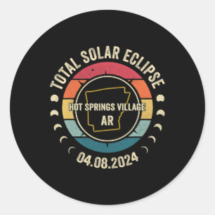 Springs Village Total Solar Eclipse 2024 April 04. Classic Round Sticker