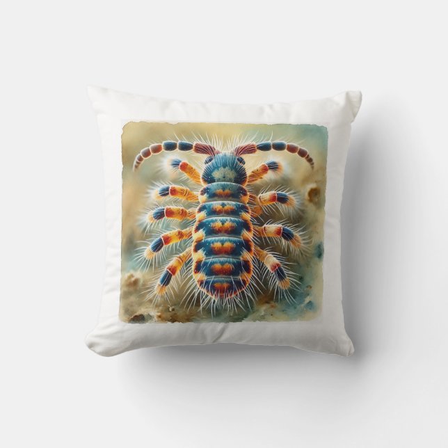 Springtail Insect 270824IREF213 - Watercolor Cushion (Front)