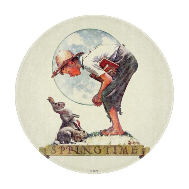 Springtime, 1935 boy with bunny cutting board (Front)