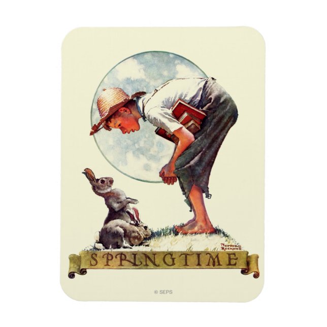 Springtime, 1935 boy with bunny magnet (Vertical)