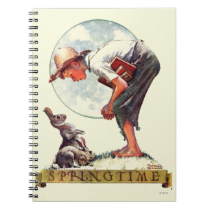 Springtime, 1935 boy with bunny notebook